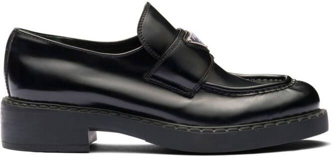 Prada Chocolate brushed leather loafers Black