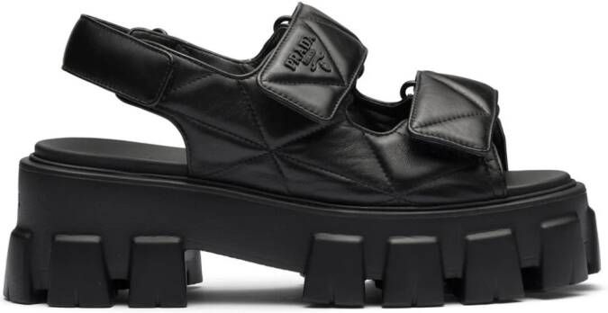 Prada Monolith quilted leather sandals Black