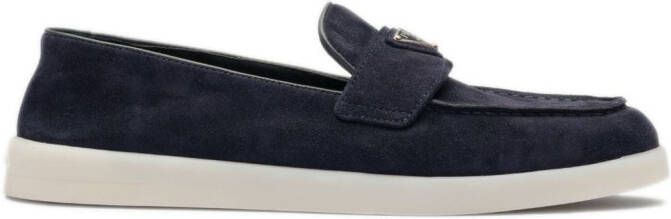 Prada triangle-logo suede loafers Blue