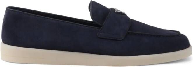 Prada triangle-logo suede loafers Blue