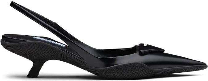 Prada triangle patch slingback pumps Black