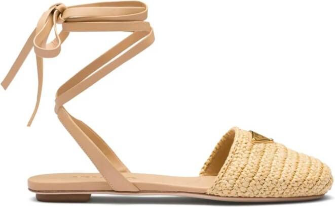 Prada woven raffia sandals Neutrals
