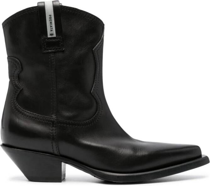 Premiata 50mm leather cowboy boots Black
