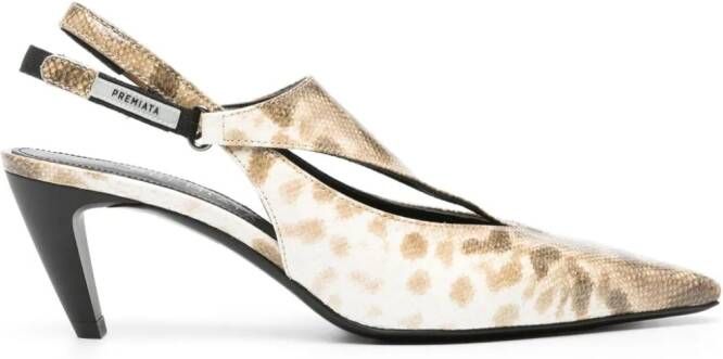 Premiata 70mm snakeskin-print leather pumps Neutrals