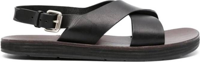 Premiata crossover-strap leather sandals Black
