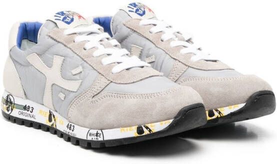 Premiata Kids TEEN logo-patch low-top sneakers Grey