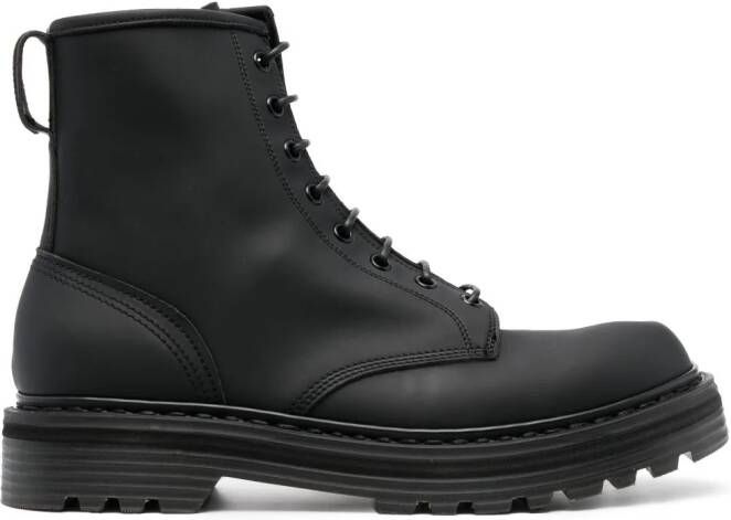 Premiata lace-up leather ankle boots Black