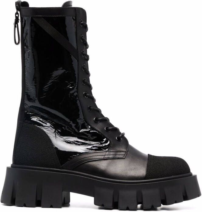 Premiata lace-up leather boots Black
