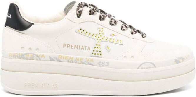 Premiata logo-print platform sneakers Neutrals