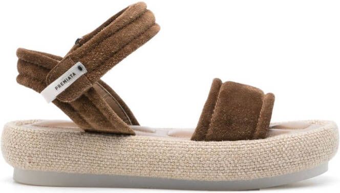 Premiata logo-tag suede sandals Brown