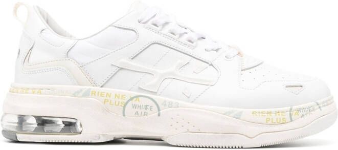 Premiata panelled low-top leather sneakers White
