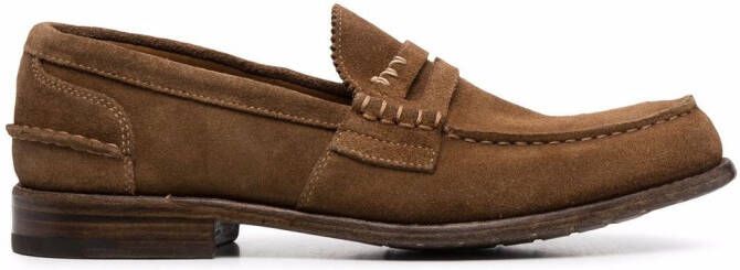 Premiata stitch-detail penny loafers Brown