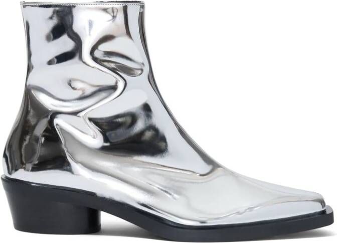 Proenza Schouler Bronco mirrored-finish ankle boots Silver