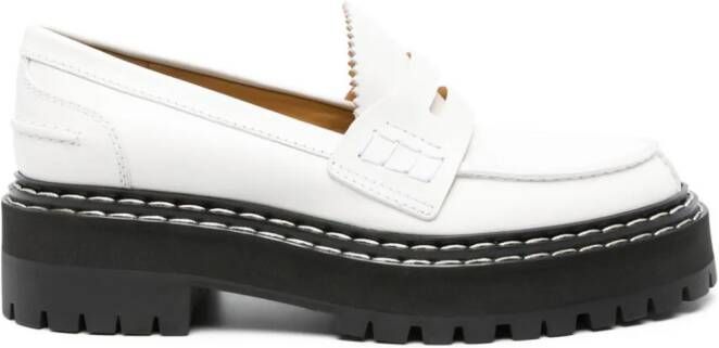 Proenza Schouler contrast-stitch penny-slot leather loafers White