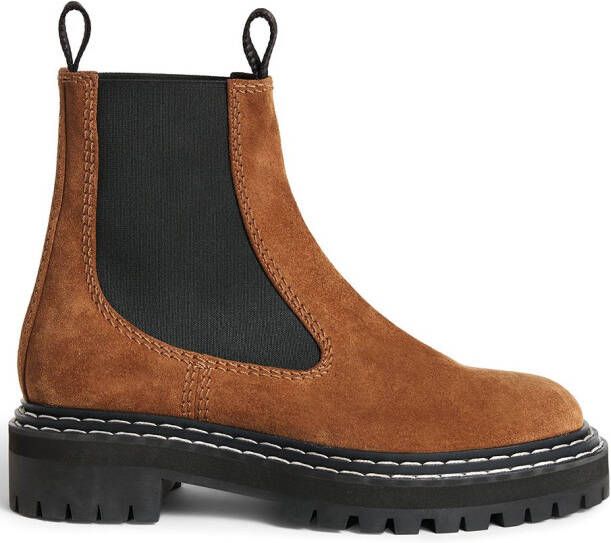 Proenza Schouler contrast-stitch suede Chelsea boots Brown