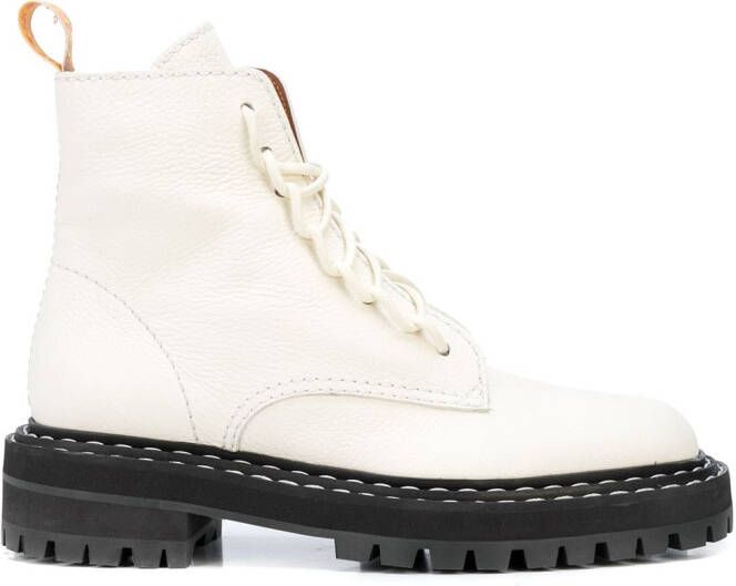 Proenza Schouler leather lace-up ankle boots White