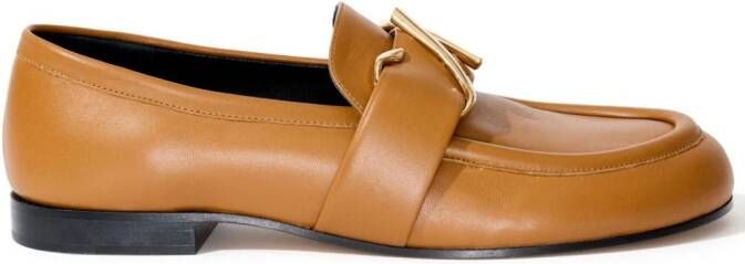 Proenza Schouler monogram-plaque embossed-leather loafers Brown