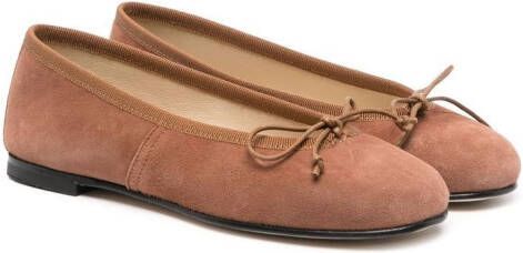 Prosperine Kids bow-detail suede ballerina shoes Brown