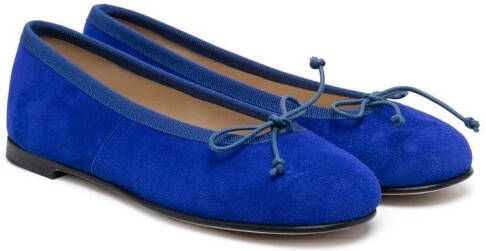 Prosperine Kids bow-detail suede ballerinas Blue