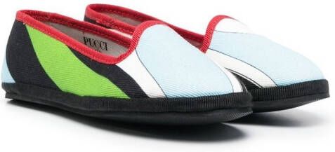 PUCCI Junior abstract-pattern canvas ballerina shoes Blue