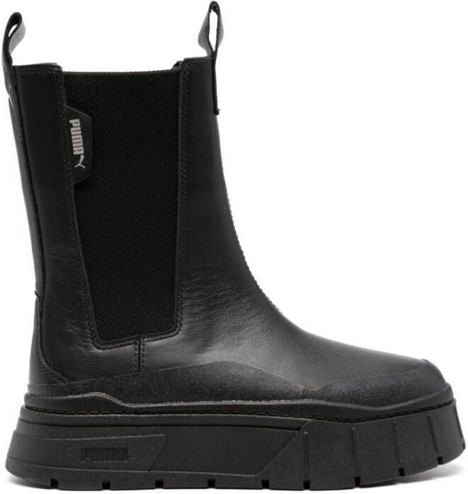 PUMA Mayze Stack 50mm leather Chelsea boots Black