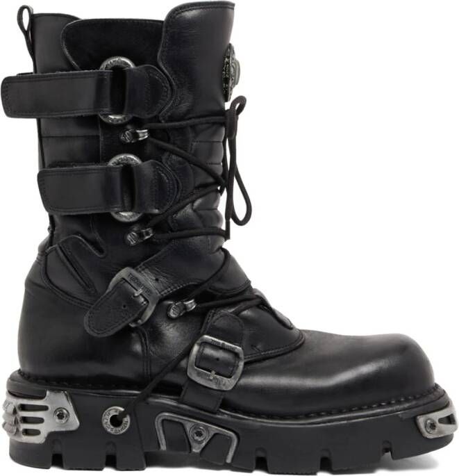 Rabanne x New Rock buckled leather boots Black