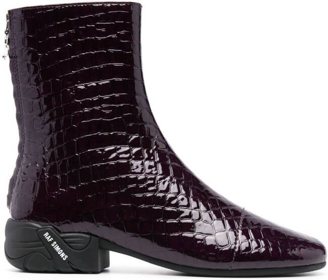 Raf Simons Solaris mock-croc ankle boots Red