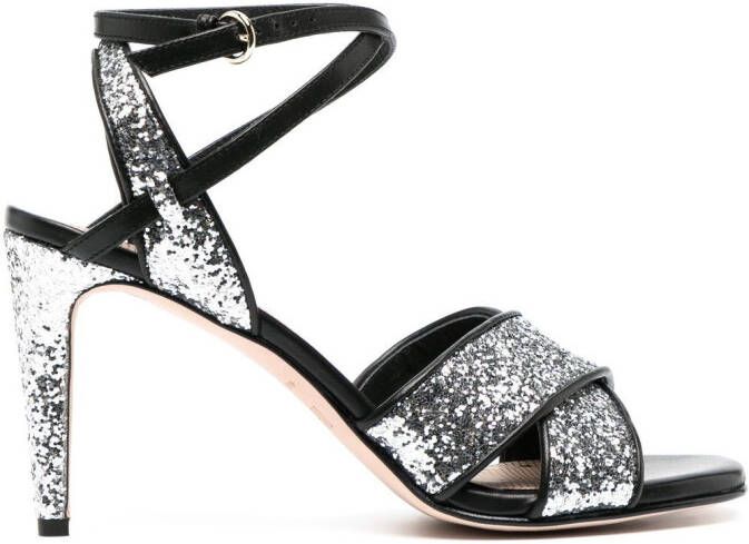 RED(V) 95mm glitter ankle-strap sandals Grey