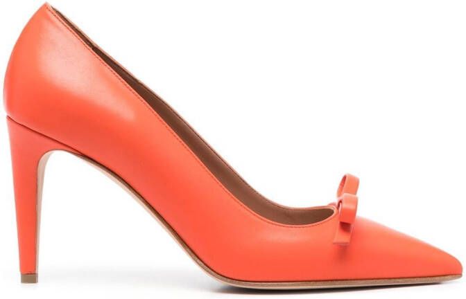 RED(V) bow-detail leather 90mm pumps Orange