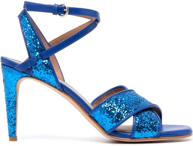 RED(V) 95mm crossover-strap leather sandals Blue