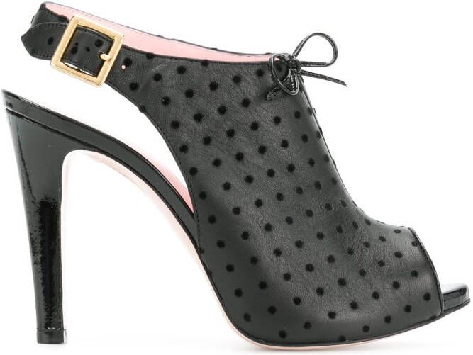 RED(V) 120mm polka dot slingback sandals Black