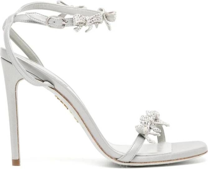 René Caovilla 100mm bow-detail crystal-embellished sandals Silver