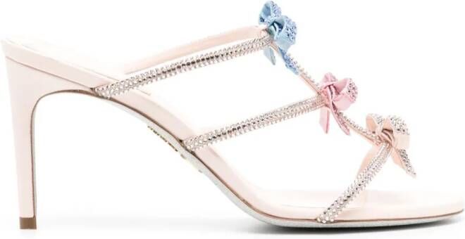 René Caovilla 100mm crystal-embellished satin sandals Pink