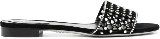 René Caovilla embellished leather sandals Black