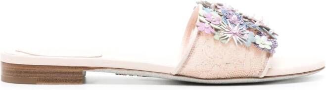René Caovilla floral-appliqué sandals Pink