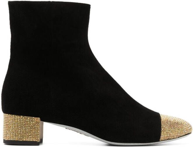 René Caovilla 40mm rhinestone-embellished suede boots Black