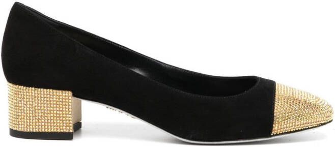 René Caovilla 50mm rhinestone-embellished suede pumps Silver