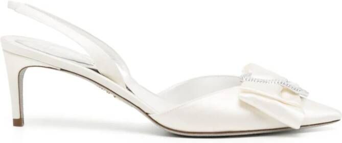 René Caovilla 65mm bow-detail leather pumps White