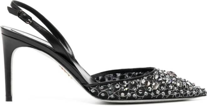 René Caovilla 80mm crystal-embellished pumps Black
