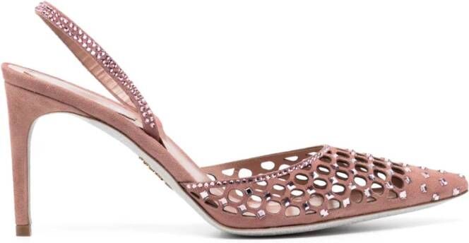 René Caovilla 80mm crystal-embellished pumps Pink