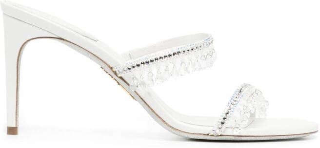 René Caovilla 85mm crystal-strap sandals White