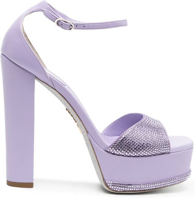 René Caovilla 90mm crystal-embellished platform sandals Purple