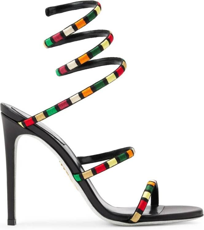 René Caovilla Carnaval satin sandals Black