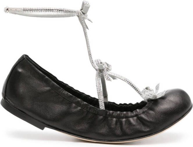 René Caovilla Caterina leather ballerina shoes Black
