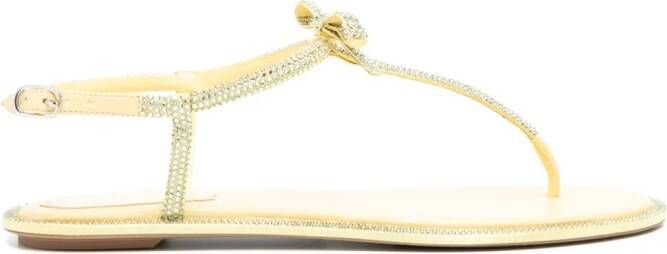 René Caovilla Caterina rhinestone-embellished leather sandals Yellow