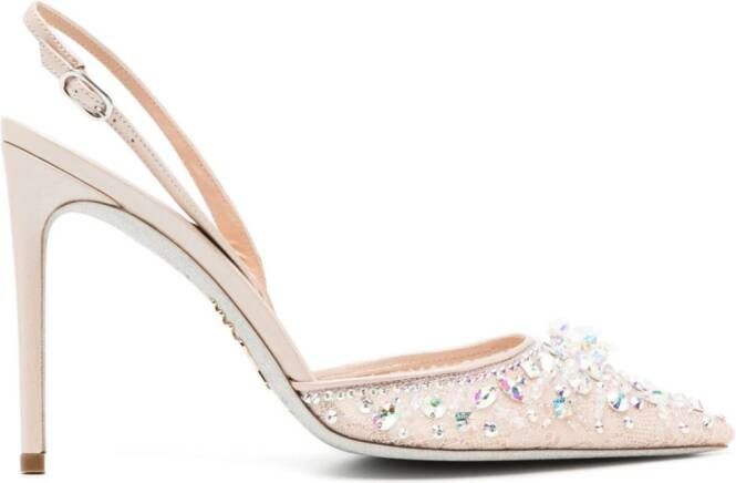 René Caovilla Cinderella 105mm leather pumps Pink