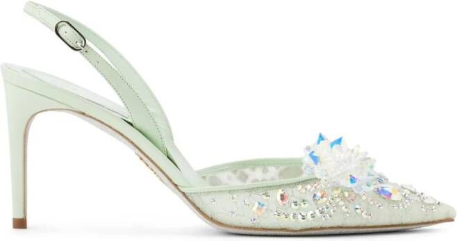 René Caovilla Cinderella 80mm leather pumps Green