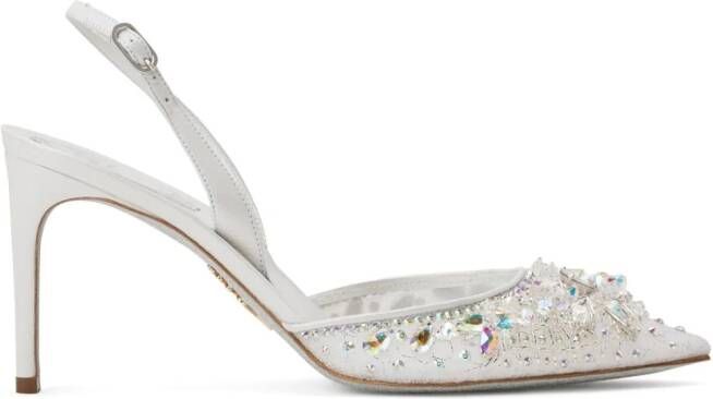 René Caovilla Cinderella 80mm leather pumps White