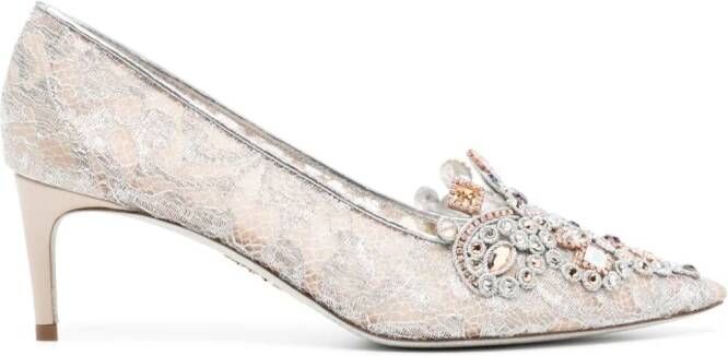 René Caovilla Cinderella embellished pumps Grey