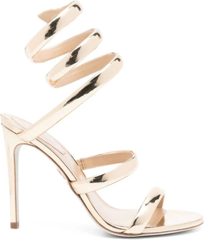 René Caovilla Cleo 105mm leather sandals Gold
